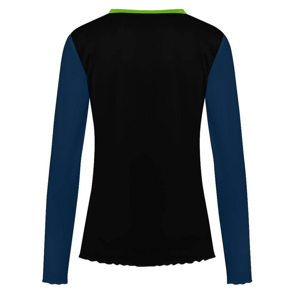 Neon Green & Navy Long Sleeve Mesh T-Shirt