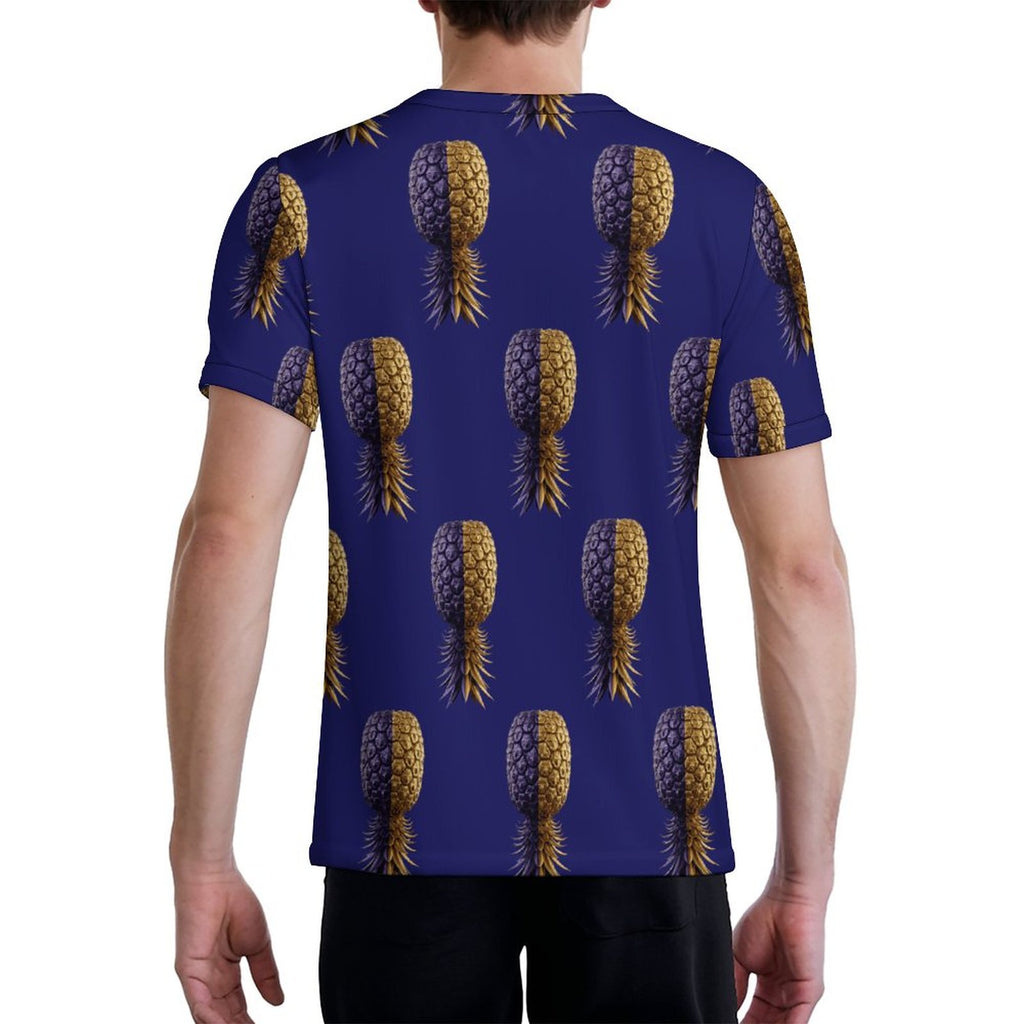 Football Purple & Gold Pineapple Men's Ice Silk U-neck Football Jersey