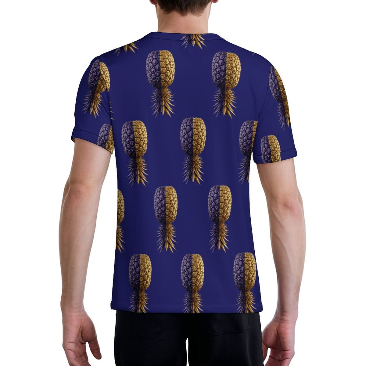 Football Purple & Gold Pineapple Men's Ice Silk U-neck Football Jersey