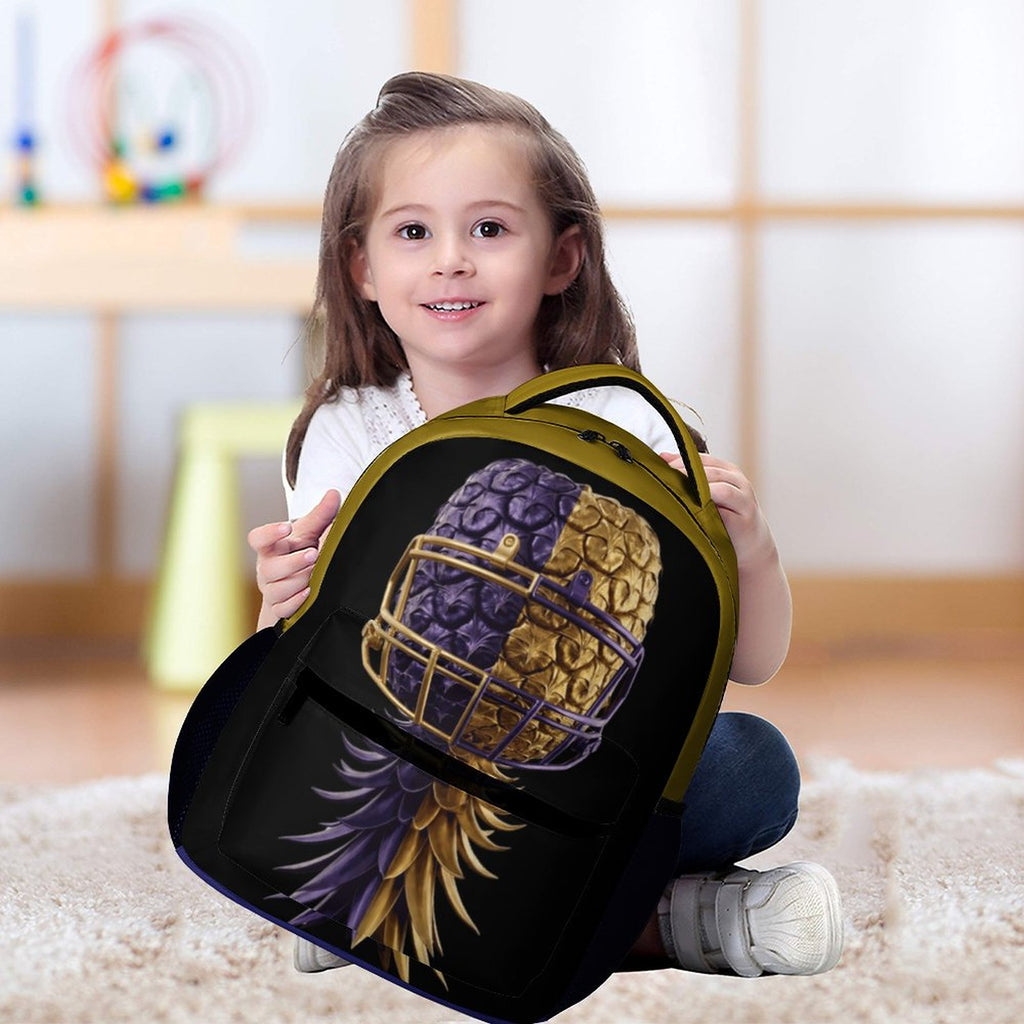 Football Inspired Purple & Gold Backpack for Children