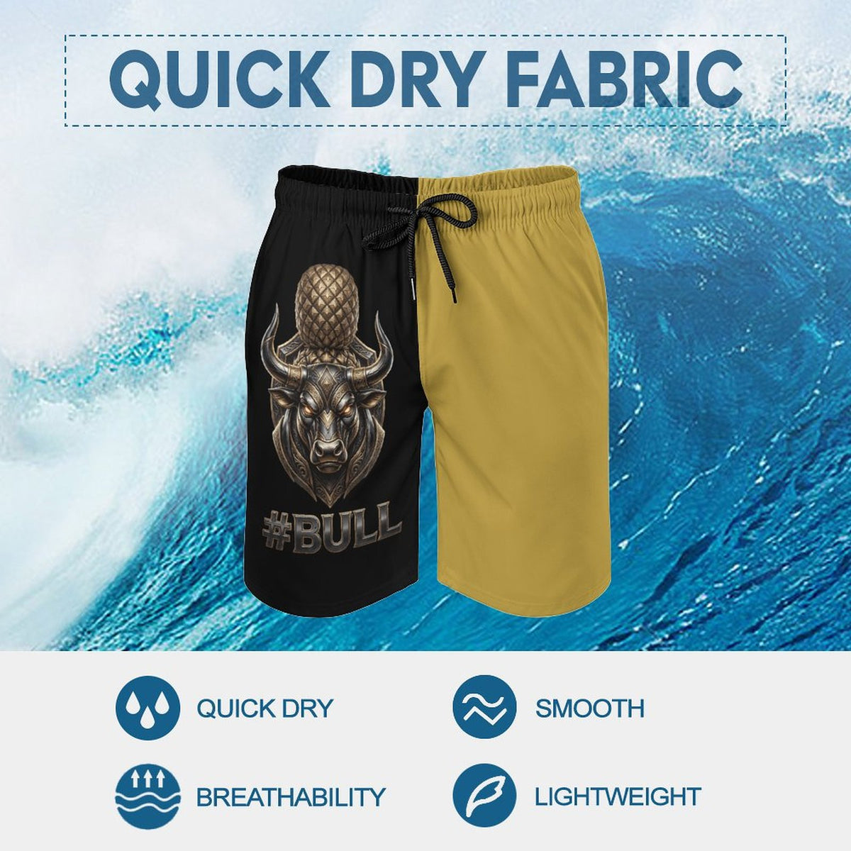 #BULL Cotton Men's Beach Shorts(All-Over Printing)