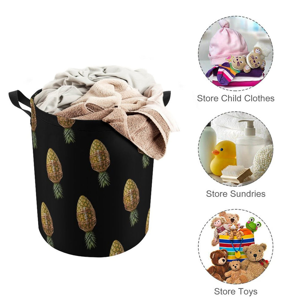 Pineapple Football Drawstring collapsible Laundry Basket