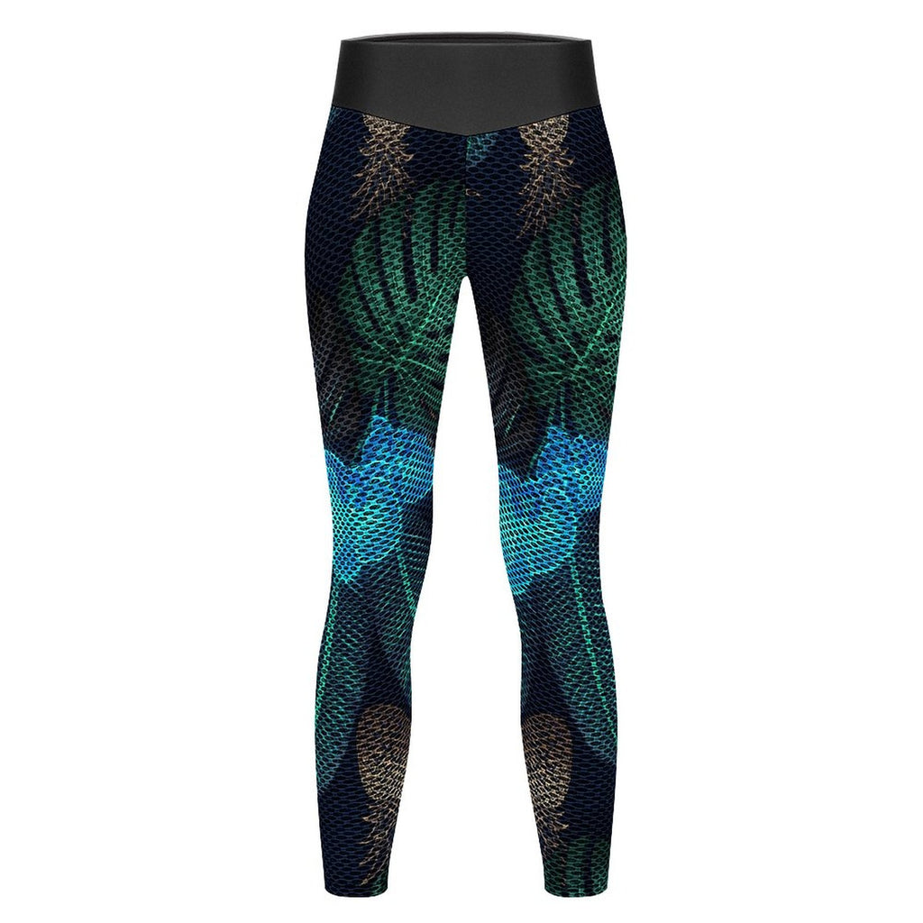 Custom Printed Honeycomb Textured Yoga Pants for Women (All-Over Printing)