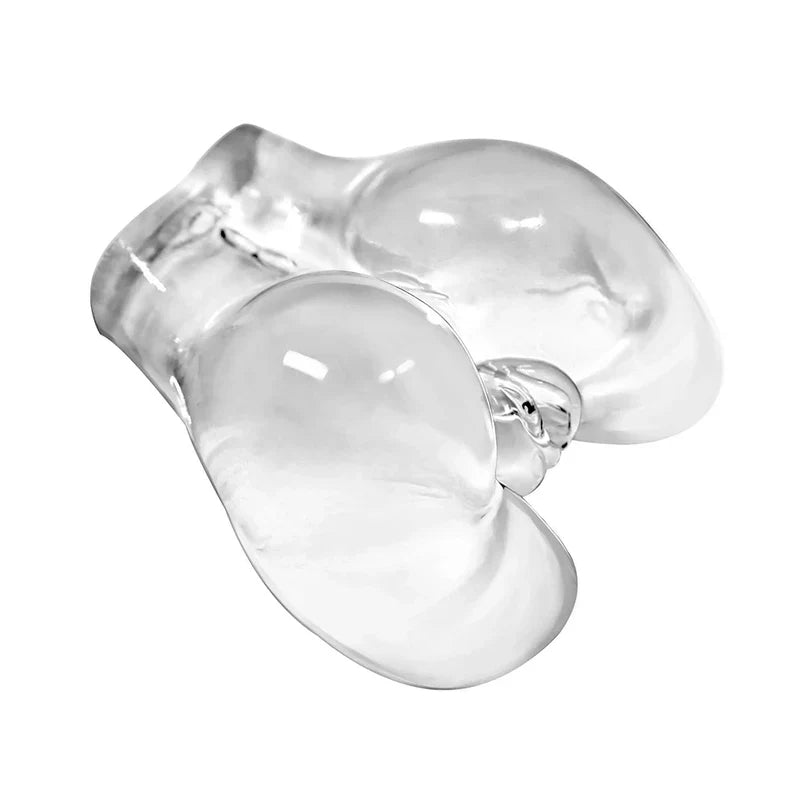 Clear silicone glove on a white background