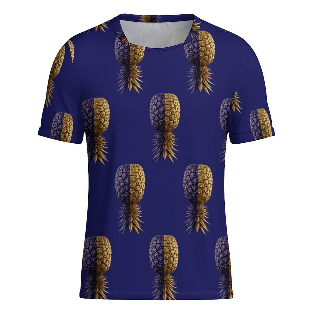 Football Purple & Gold Pineapple Men's Ice Silk U-neck Football Jersey