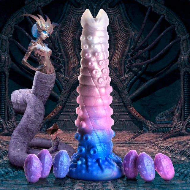 Fantasy creature with a large, detailed candle and eggs in a dark, intricate setting