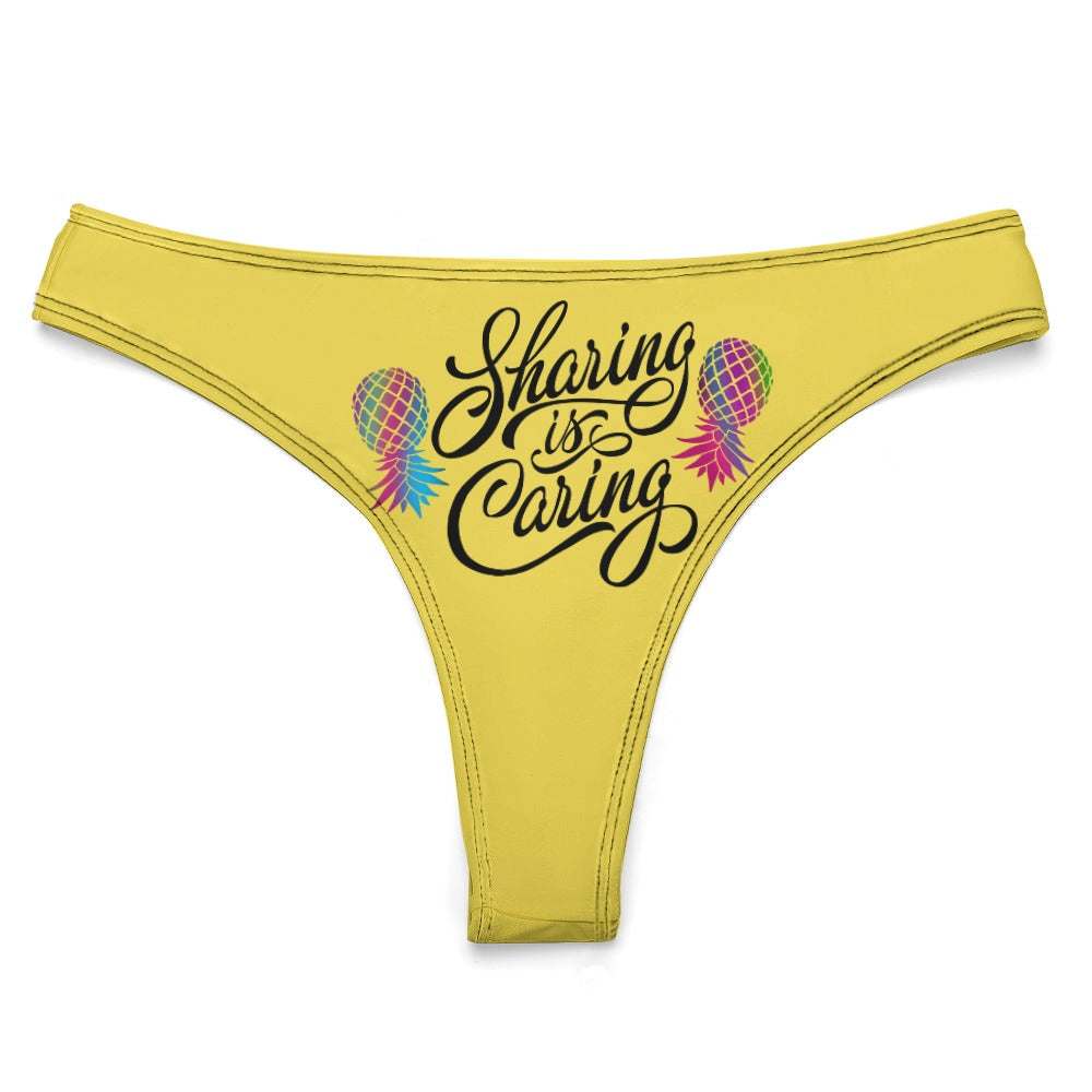 "Sharing is Caring" Women's Sexy Thong | Soft Polyester Spandex Lingerie