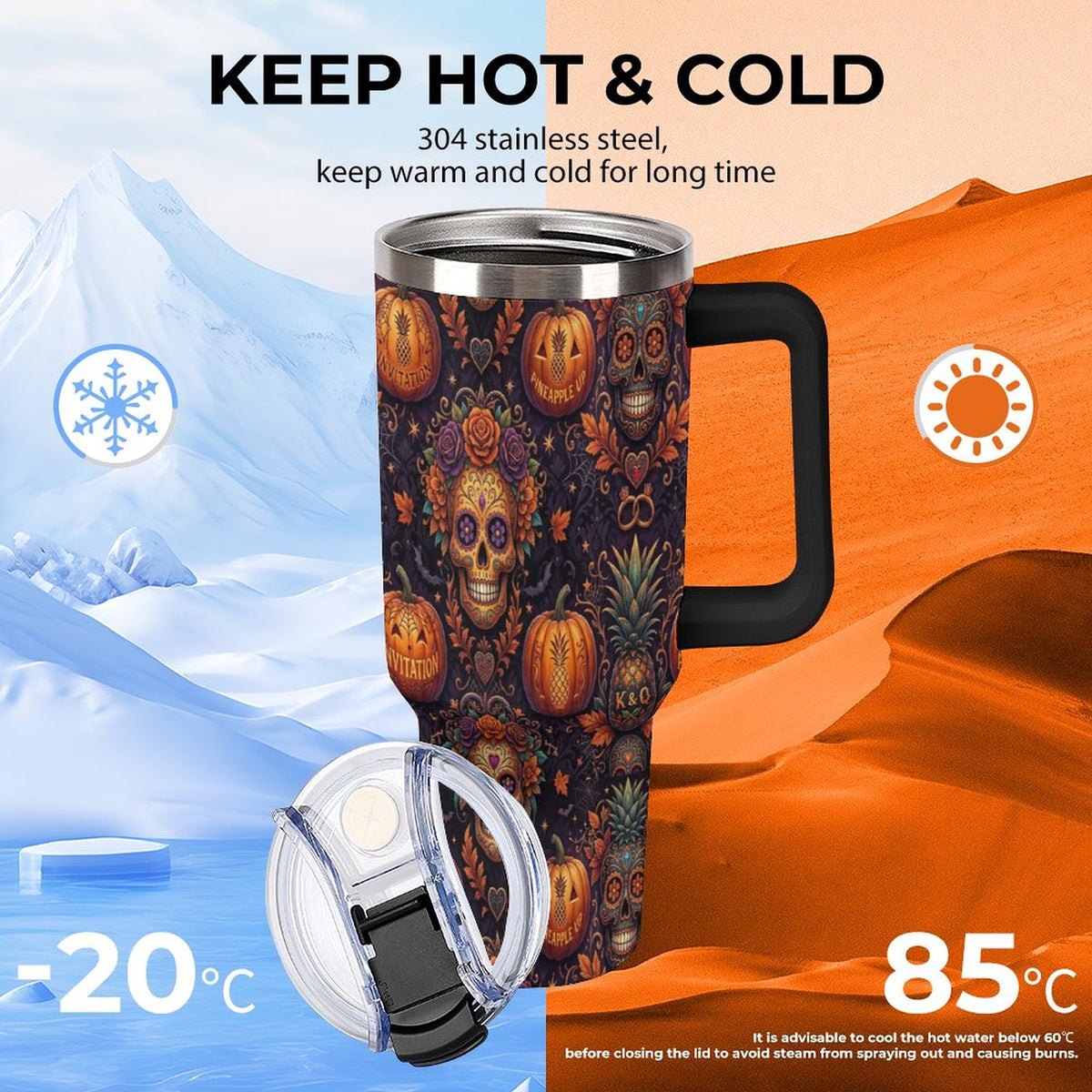 Halloween Swinger Inspired Insulated Tumbler with Handle and Straw