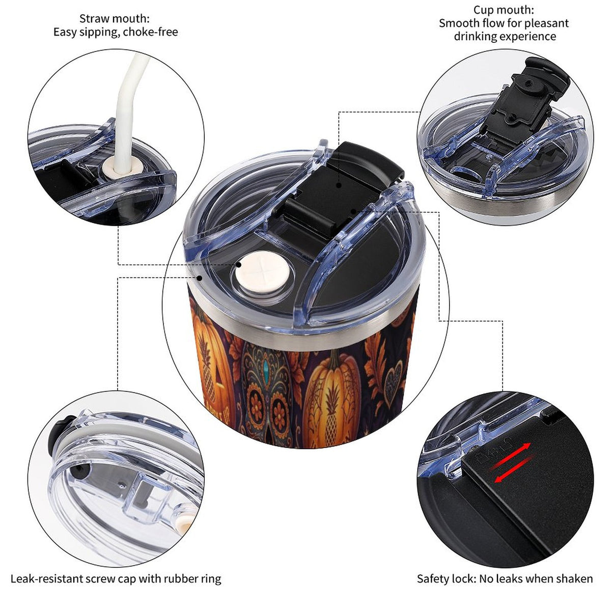 Halloween Swinger Inspired Insulated Tumbler with Handle and Straw