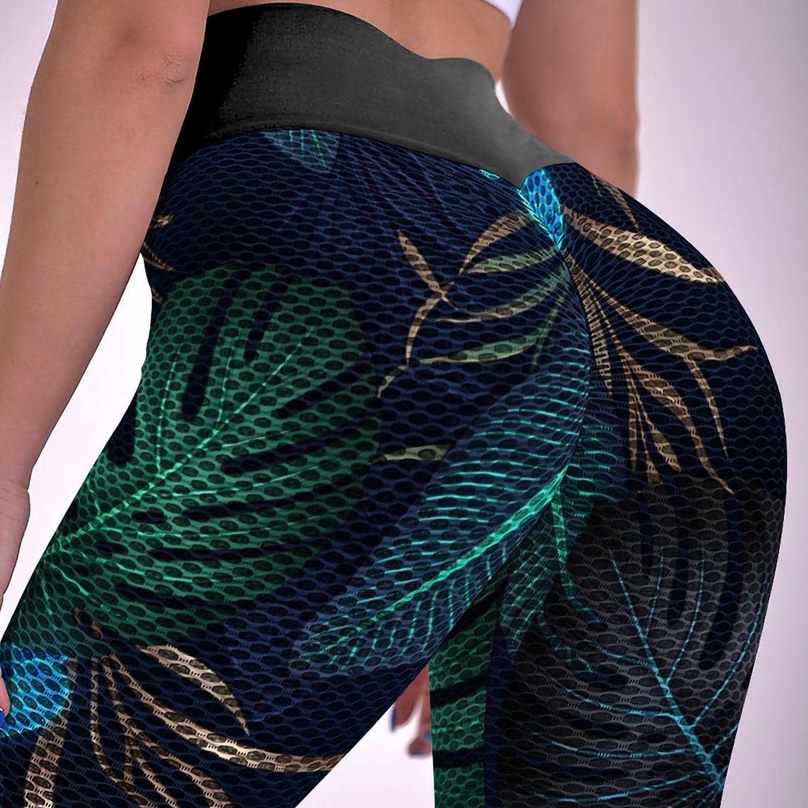 Custom Printed Honeycomb Textured Yoga Pants for Women (All-Over Printing)