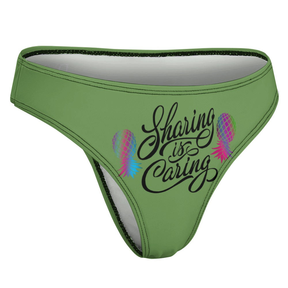 "Sharing is Caring" Women's Sexy Thong | Soft Polyester Spandex Lingerie