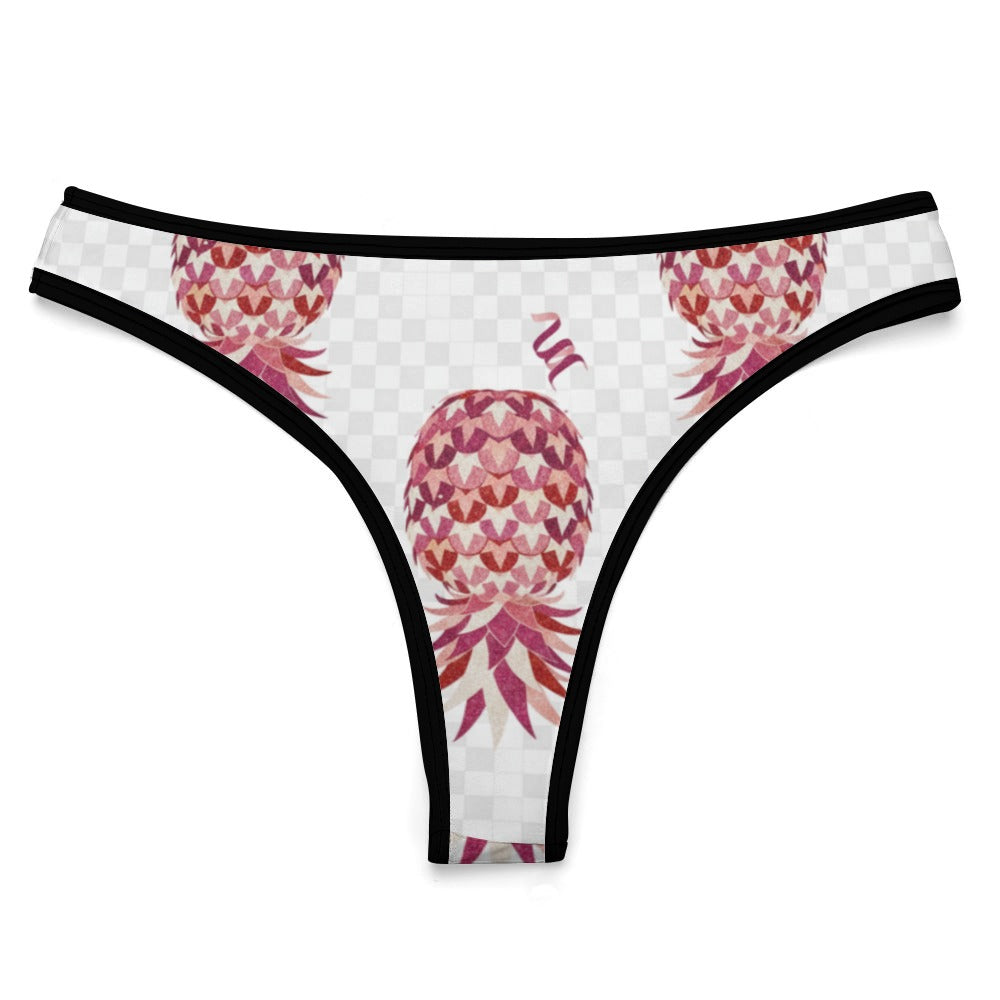 Upside Down Pineapple Women’s Ice Silk T‑Back Thong – Soft Sexy Pineapple Lifestyle Panties for Swinger Couples