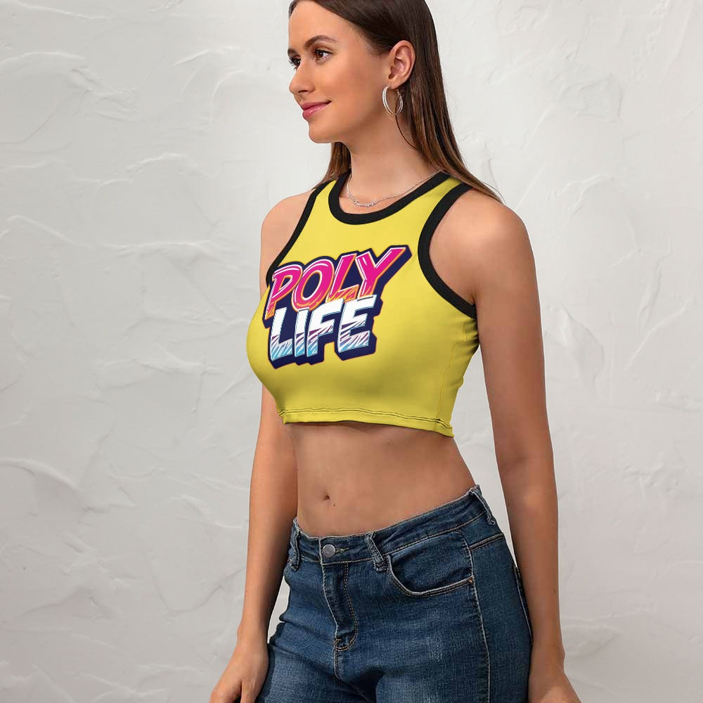 Poly Life Women's Cropped Slim Racer Tank Top – Lightweight Stretch Fit | Athletic & Casual Wear
