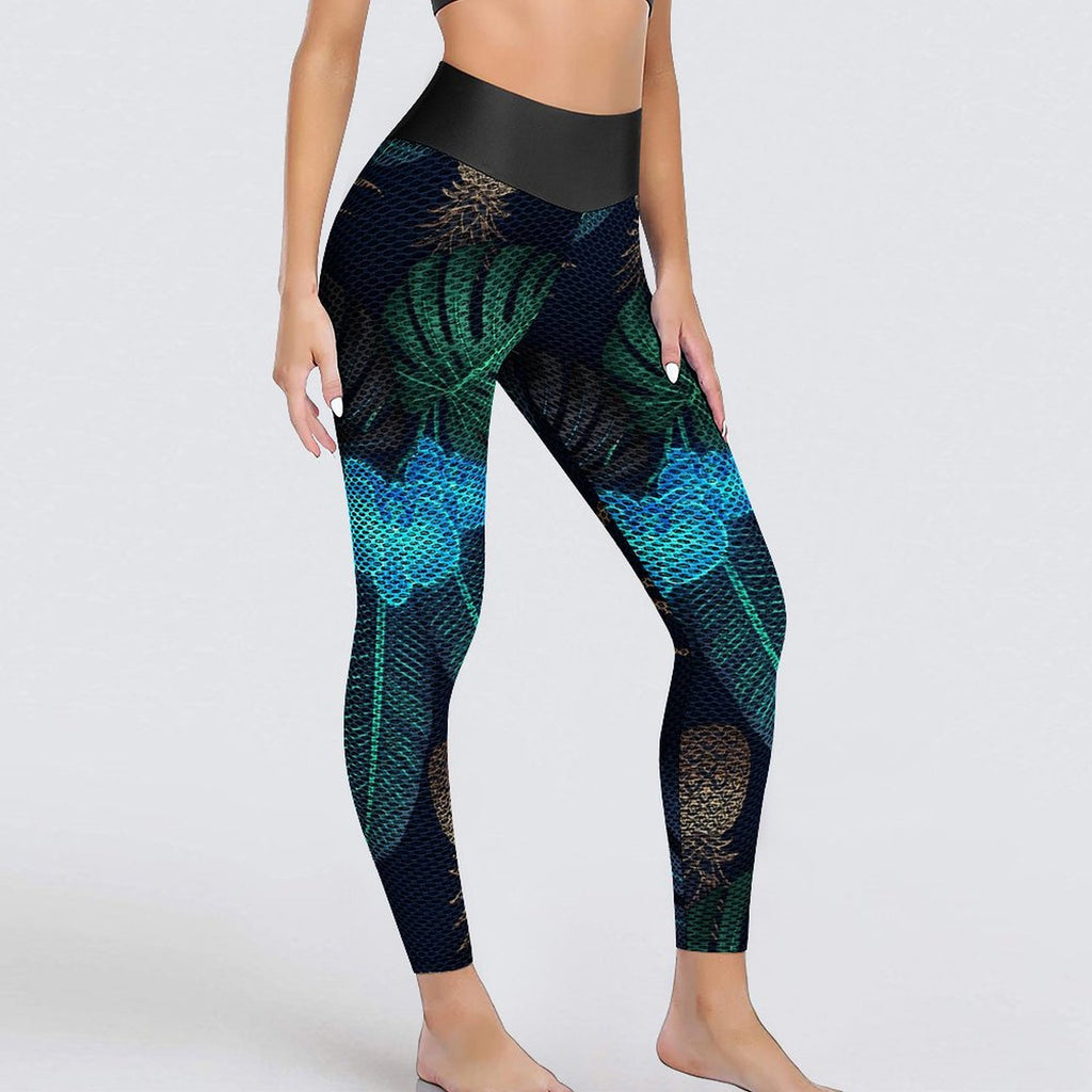 Custom Printed Honeycomb Textured Yoga Pants for Women (All-Over Printing)
