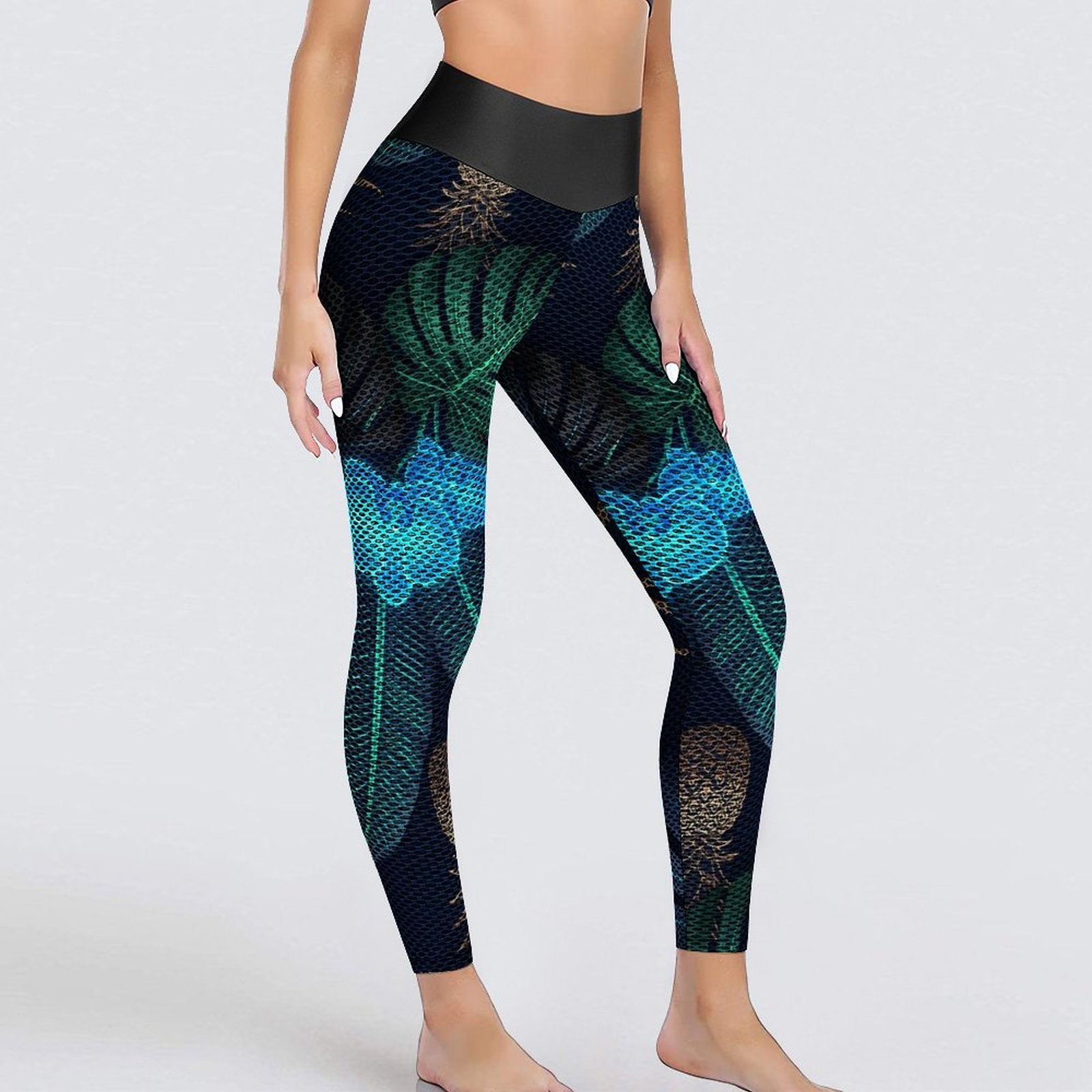 Custom Printed Honeycomb Textured Yoga Pants for Women (All-Over Printing)
