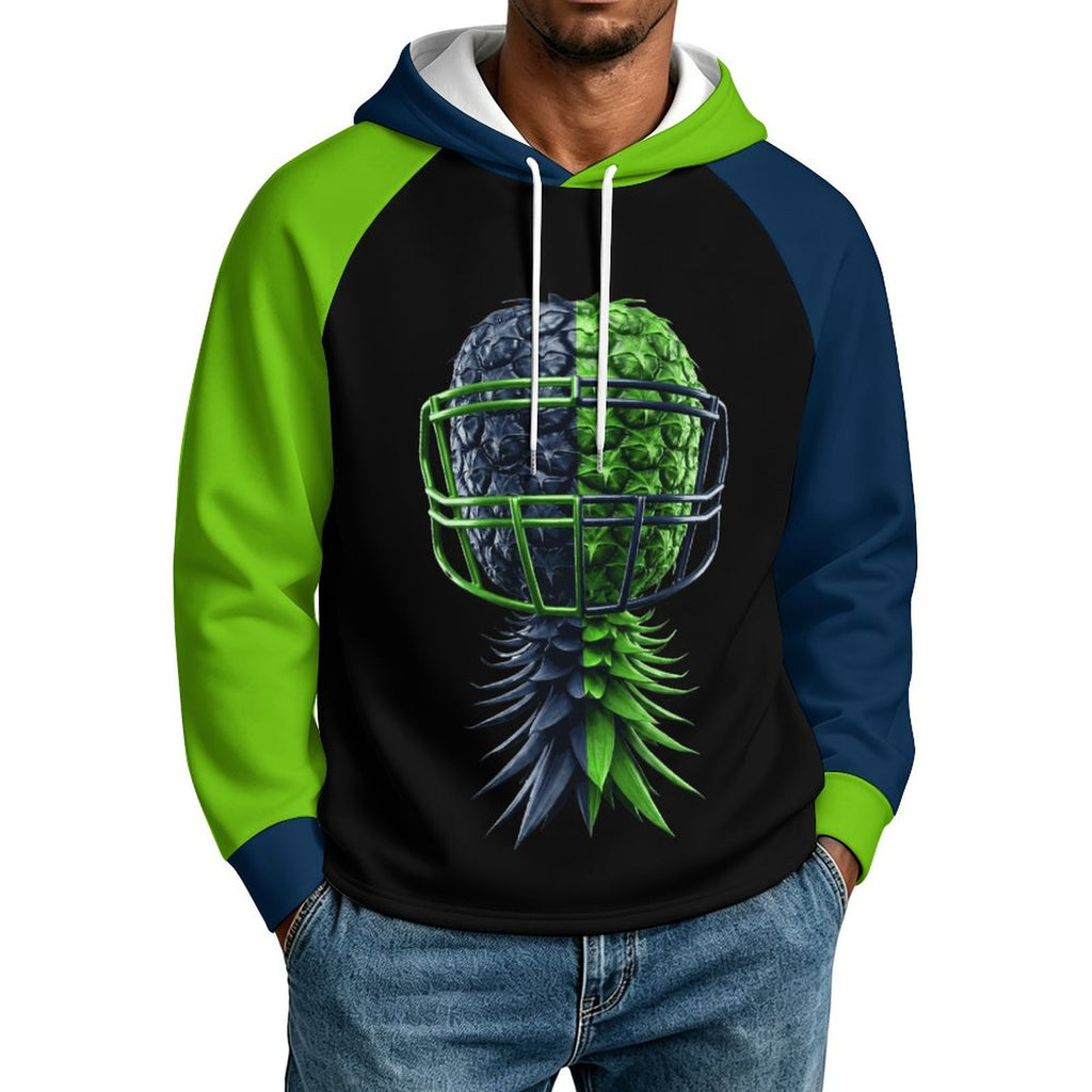 Neon Green & Navy Raglan Sleeve Hoodie
