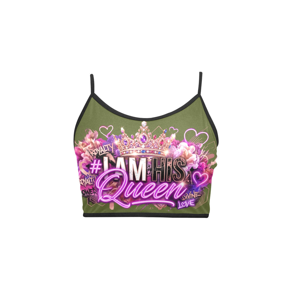 #IAMHISQUEEN Women’s Spaghetti Strap Crop Top – Sexy Stretch Yoga Tank, Lightweight Quick-Dry Fitness Crop Top for Women