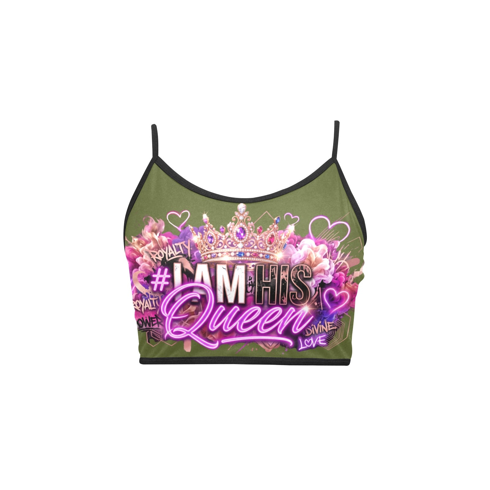 #IAMHISQUEEN Women’s Spaghetti Strap Crop Top – Sexy Stretch Yoga Tank, Lightweight Quick-Dry Fitness Crop Top for Women
