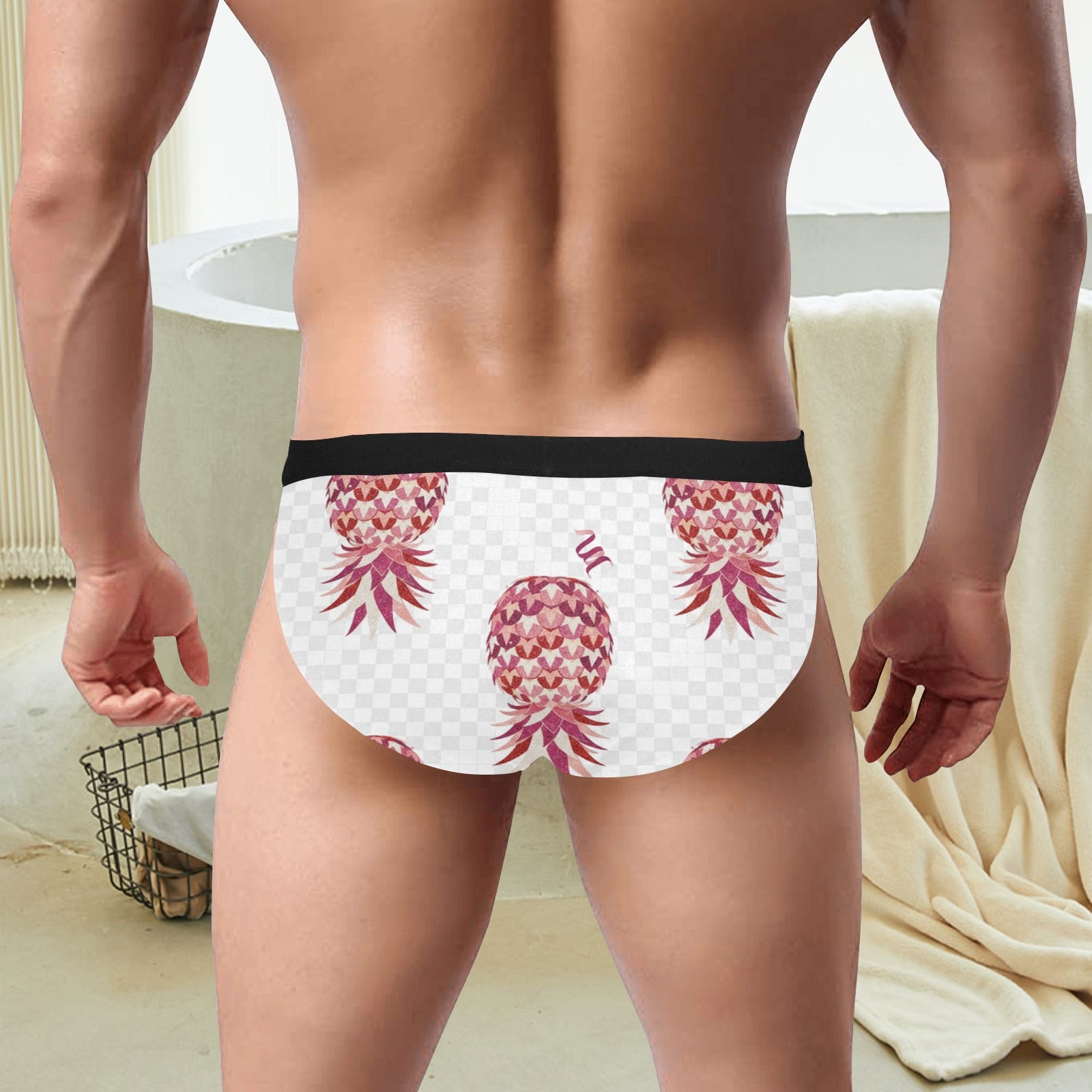 Upside Down Pineapple Men’s Mid Rise Briefs – Soft Stretch Lifestyle Underwear for Swinger Vibes