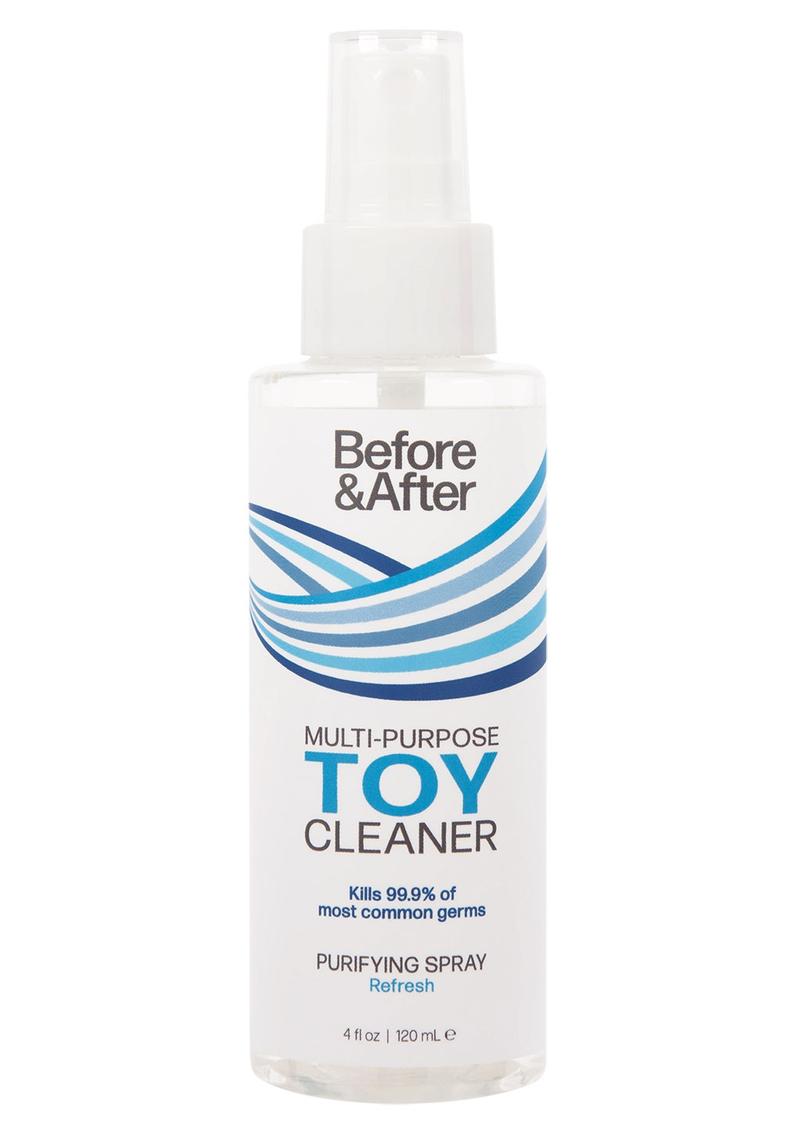 Multi-purpose toy cleaner spray bottle on a white background