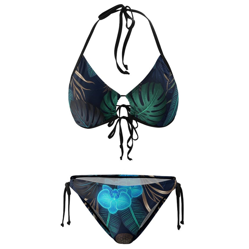 Halter Tie Front Bikini Set(All-Over Printing)