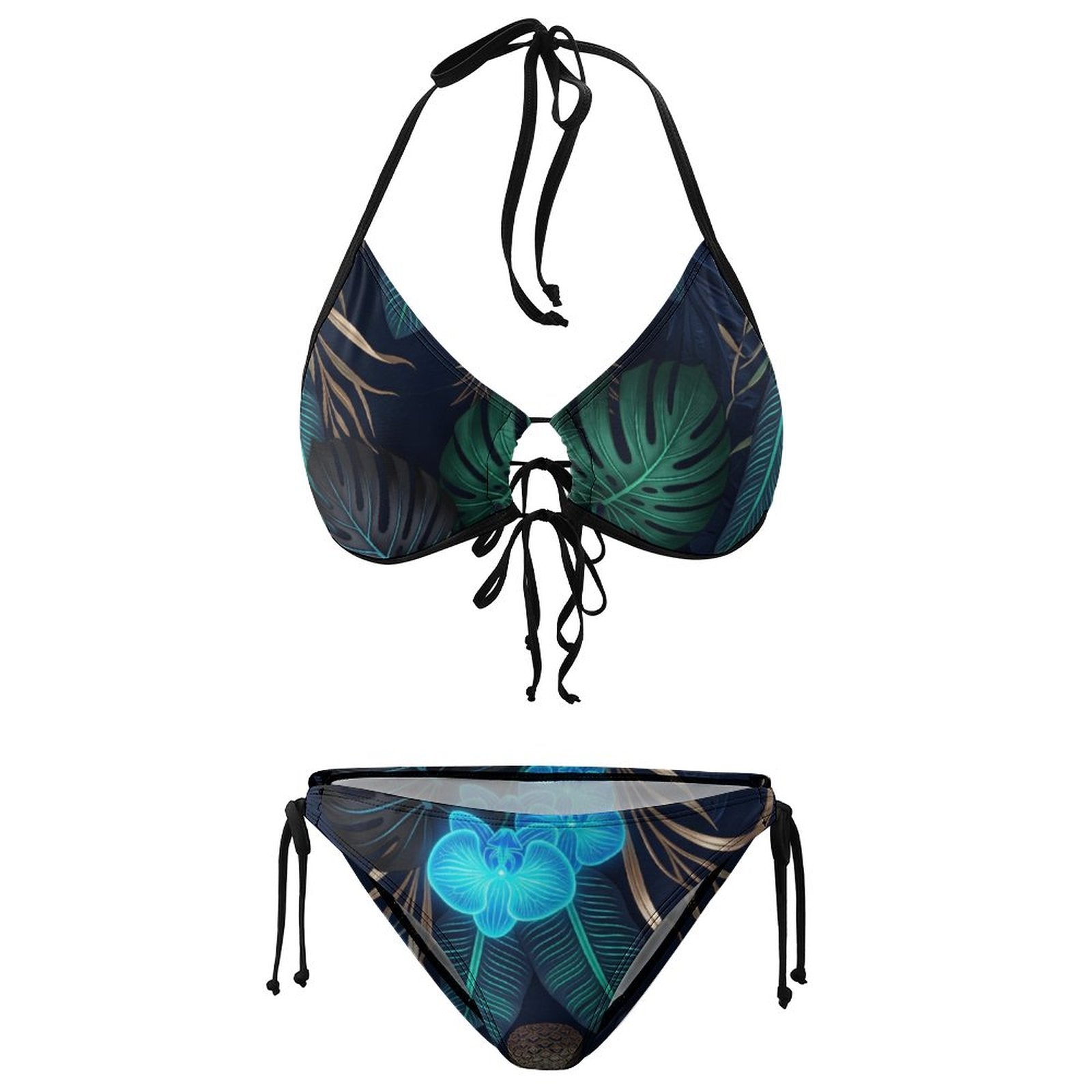 Halter Tie Front Bikini Set(All-Over Printing)