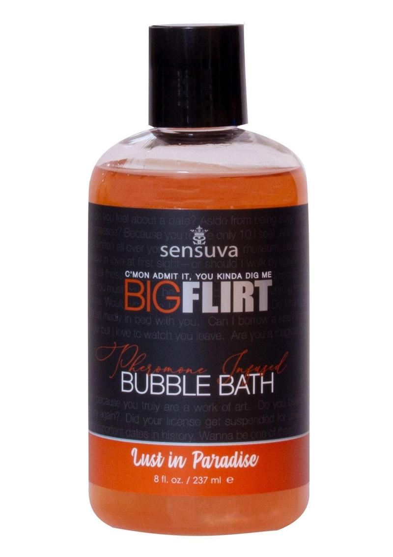Sensuva Big Flirt Bubble Bath bottle on a white background