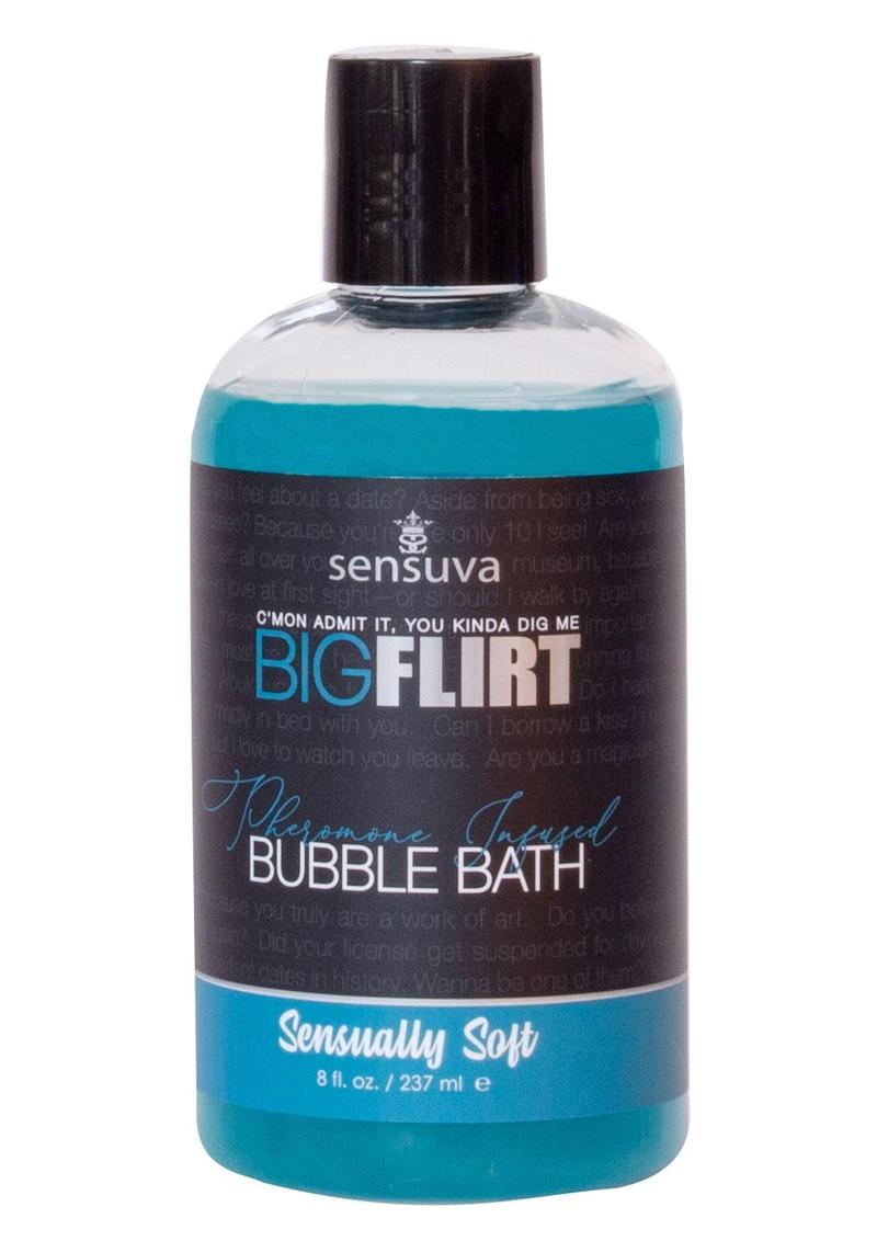 Sensuva Big Flirt bubble bath bottle on a white background