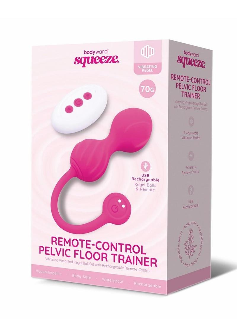 Box of a remote-control pelvic floor trainer with pink and white design on a white background