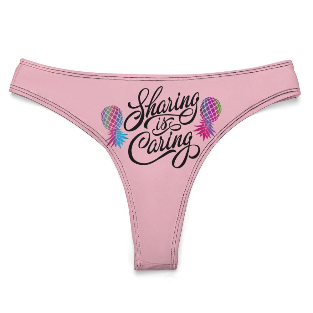 "Sharing is Caring" Women's Sexy Thong | Soft Polyester Spandex Lingerie