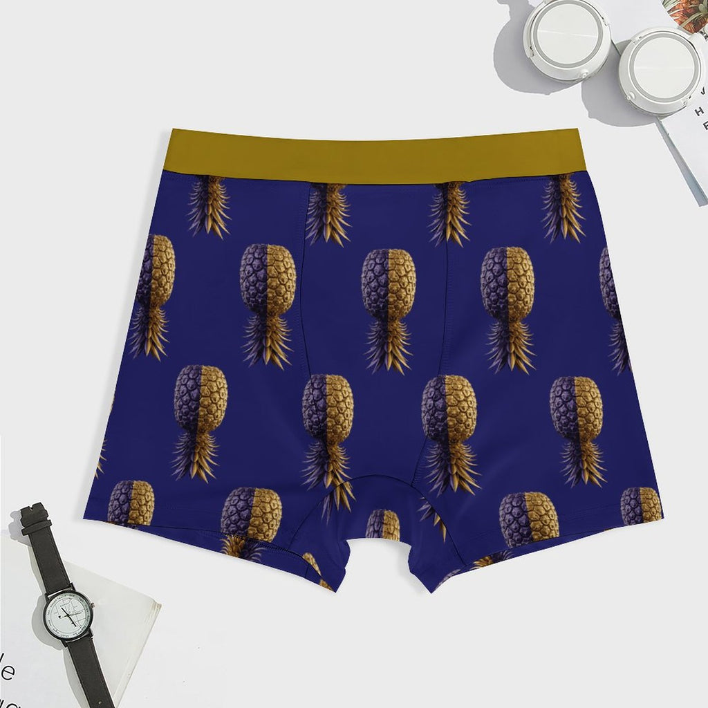 Football Purple & Gold Pineapple Ice Silk Men Cooling Boxer Shorts