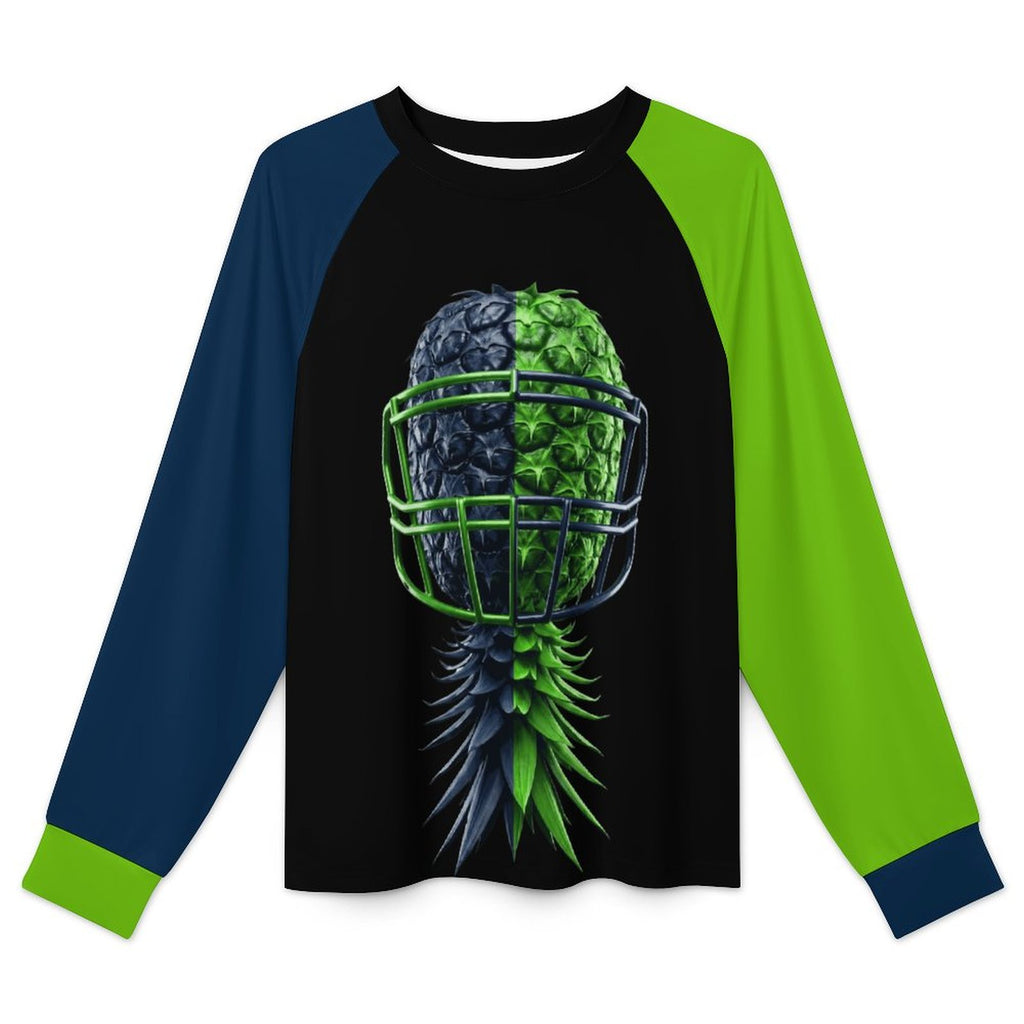 Neon Green & Navy Women's Long Sleeve Quick Dry Top