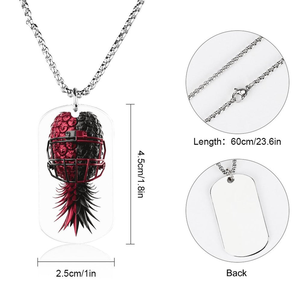 Football Inspired Memorial Necklace with Titanium Steel Square Pendant