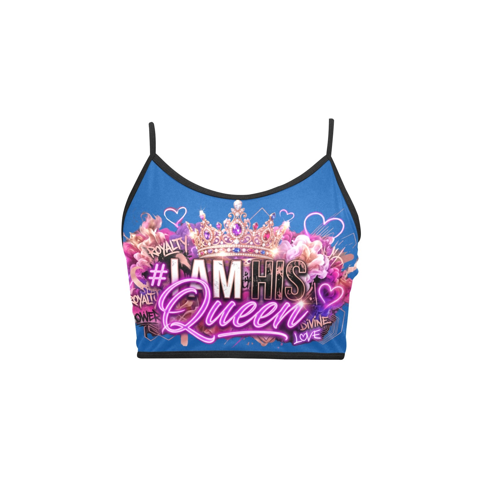 #IAMHISQUEEN Women’s Spaghetti Strap Crop Top – Sexy Stretch Yoga Tank, Lightweight Quick-Dry Fitness Crop Top for Women