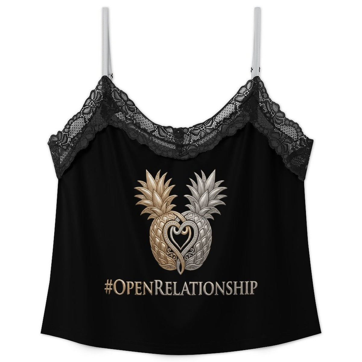 #OPENRELATIONSHIP Lace Trim Pajama Set