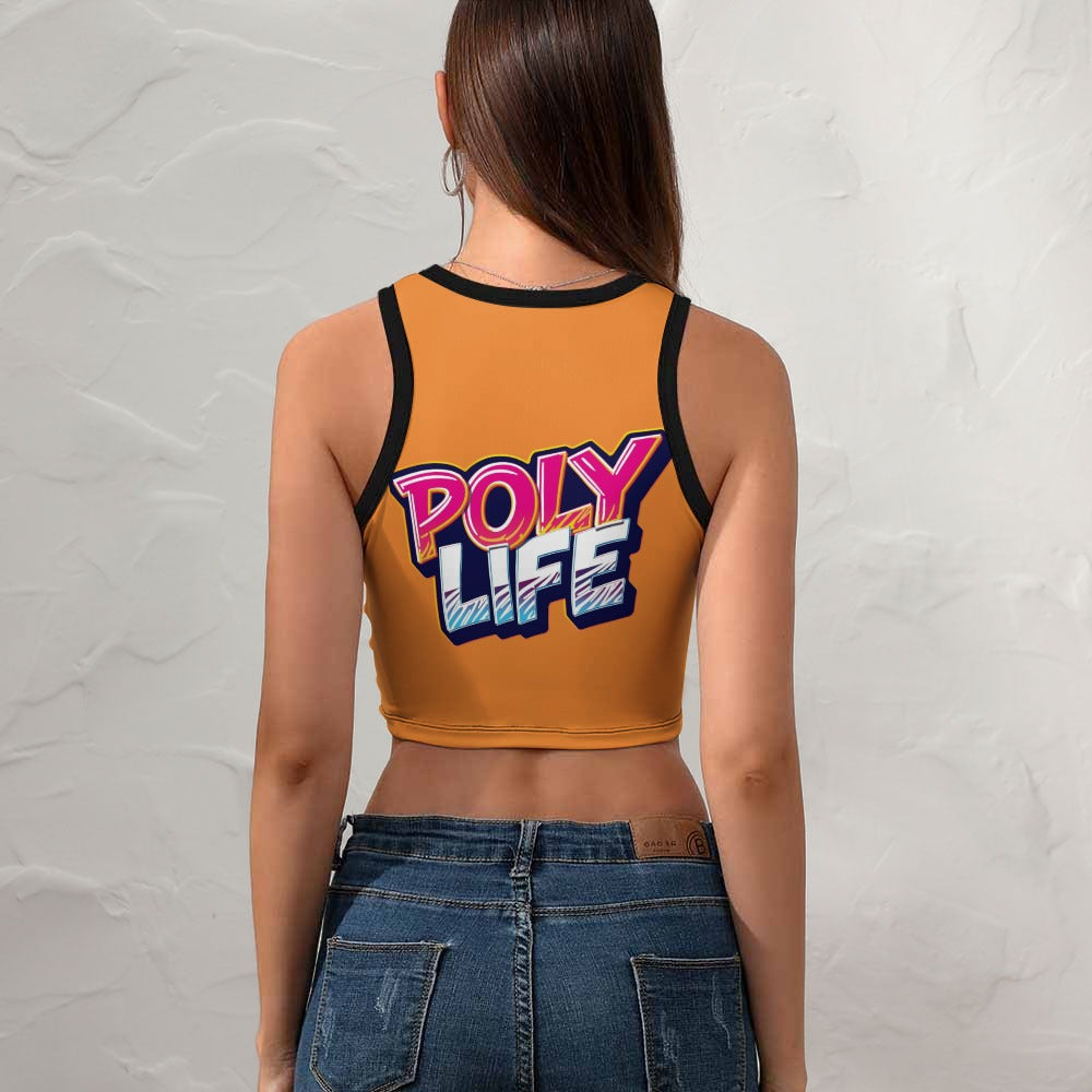 Poly Life Women's Cropped Slim Racer Tank Top – Lightweight Stretch Fit | Athletic & Casual Wear