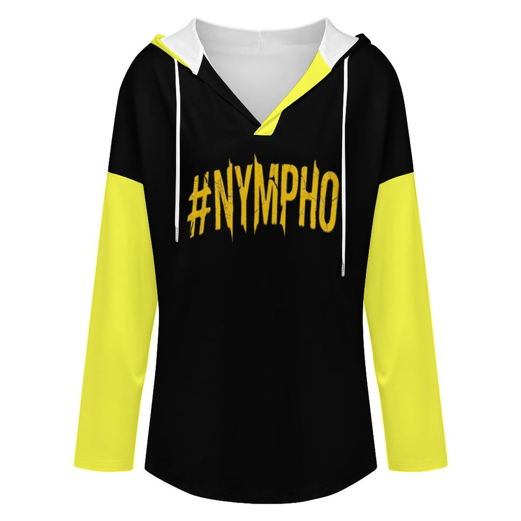 #NYMPHO Women's V Neck Long Sleeve Hoodie