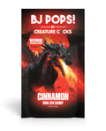 Packaging of BJ Pops! by Creature Cocks cinnamon oral sex candy with a dragon design.