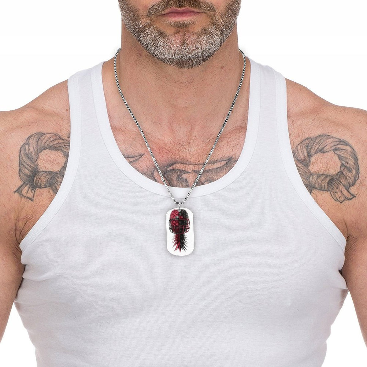 Football Inspired Memorial Necklace with Titanium Steel Square Pendant
