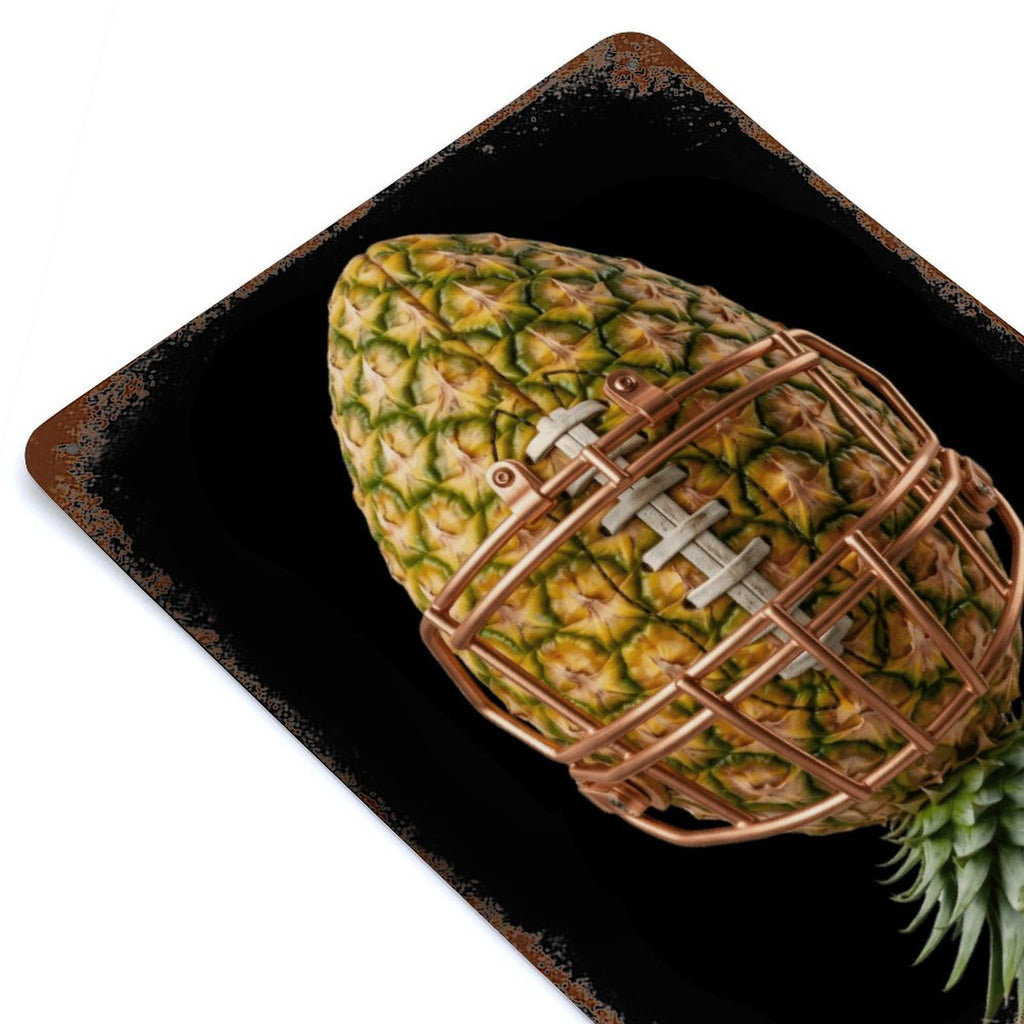 Pineapple Football Rusted Vintage Metal Wall Art Tin Sign-11.8"x7.9"/ 30x20cm