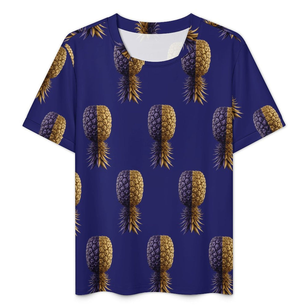 Football Purple & Gold Pineapple Men's Ice Silk U-neck Football Jersey