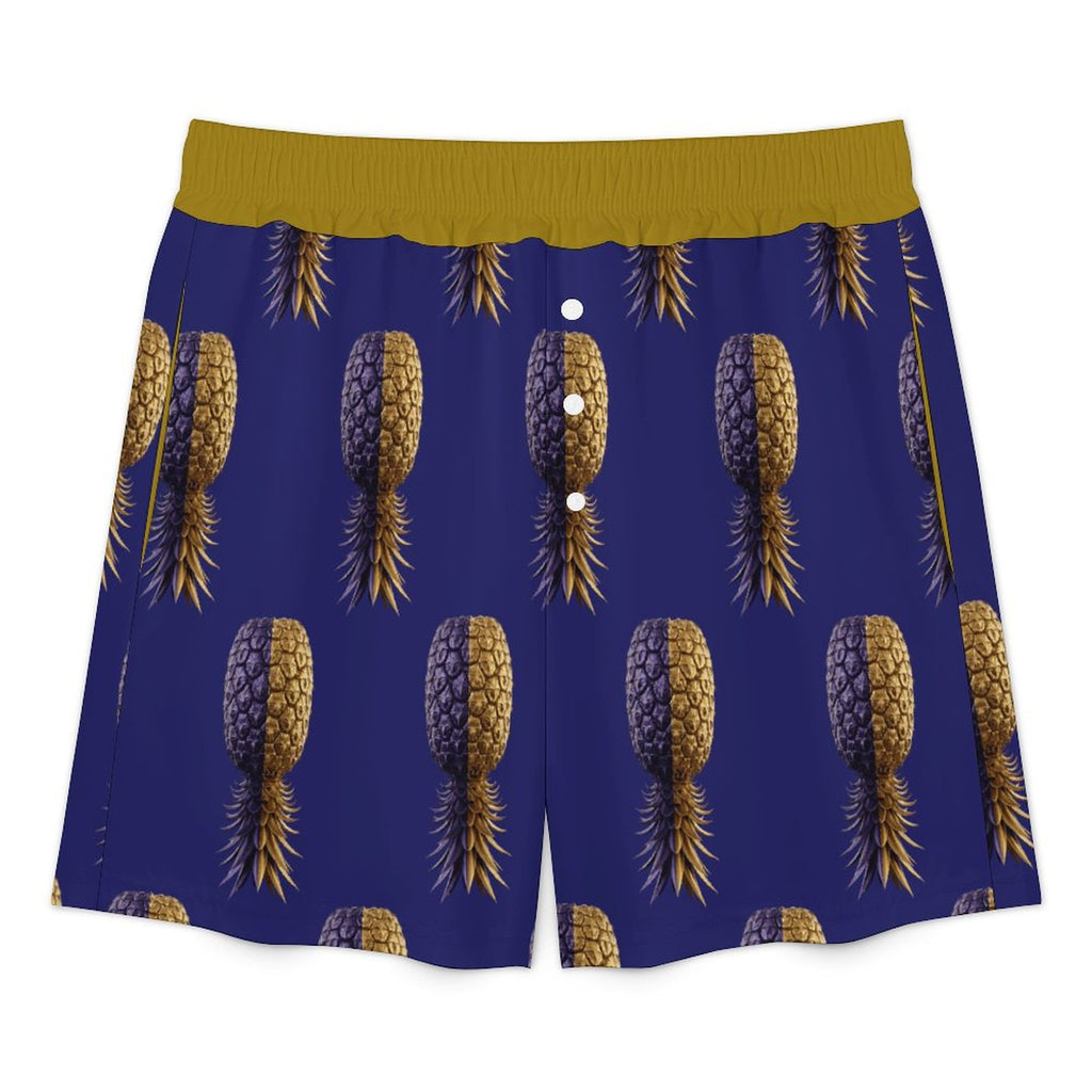 Football Purple & Gold Pineapple Women's Satin Pajama Pants