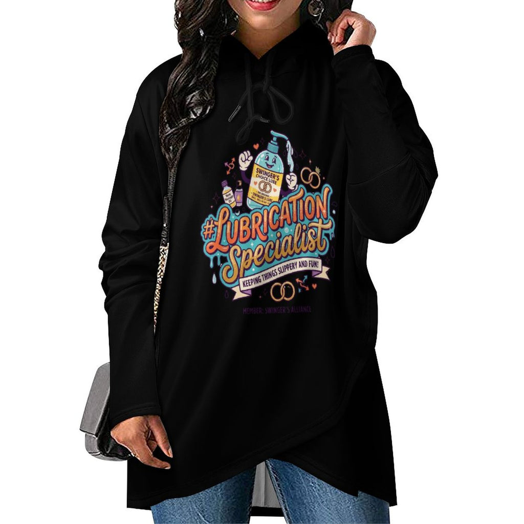 #LUBRICATIONSPECIALIST Women’s Poncho Hoodie | Irregular Hem