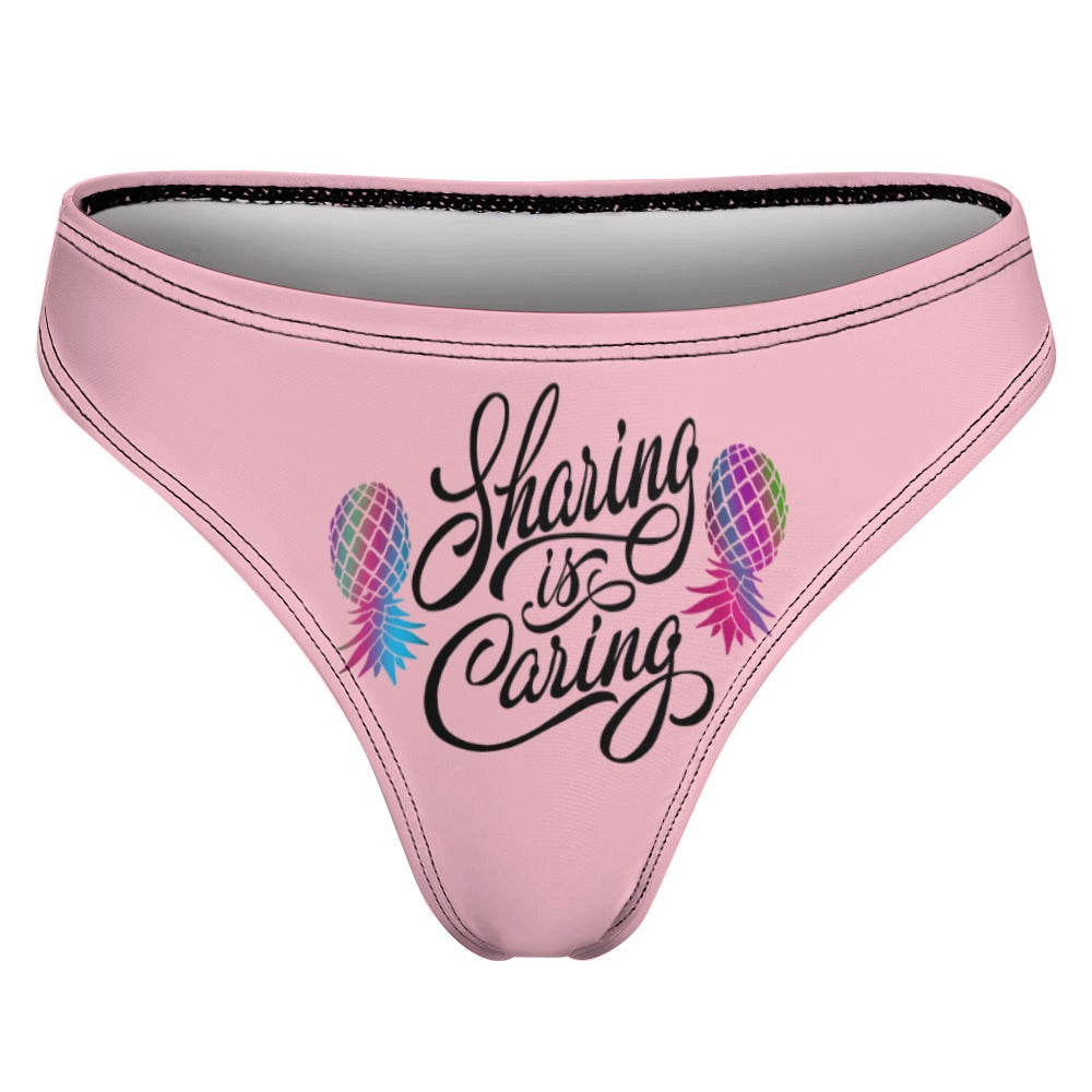 "Sharing is Caring" Women's Sexy Thong | Soft Polyester Spandex Lingerie