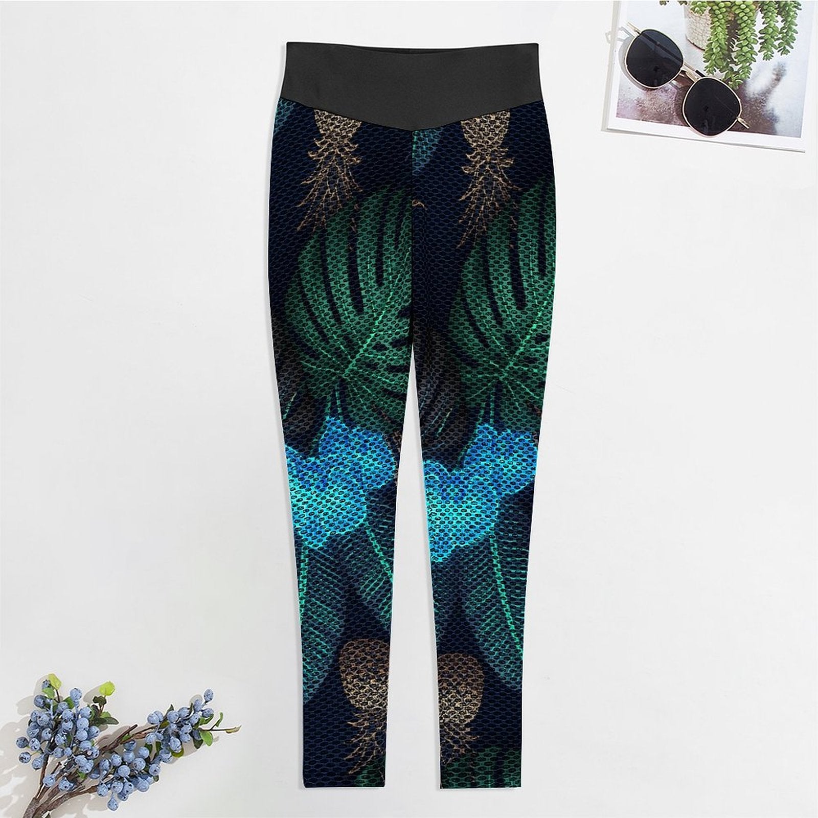 Custom Printed Honeycomb Textured Yoga Pants for Women (All-Over Printing)