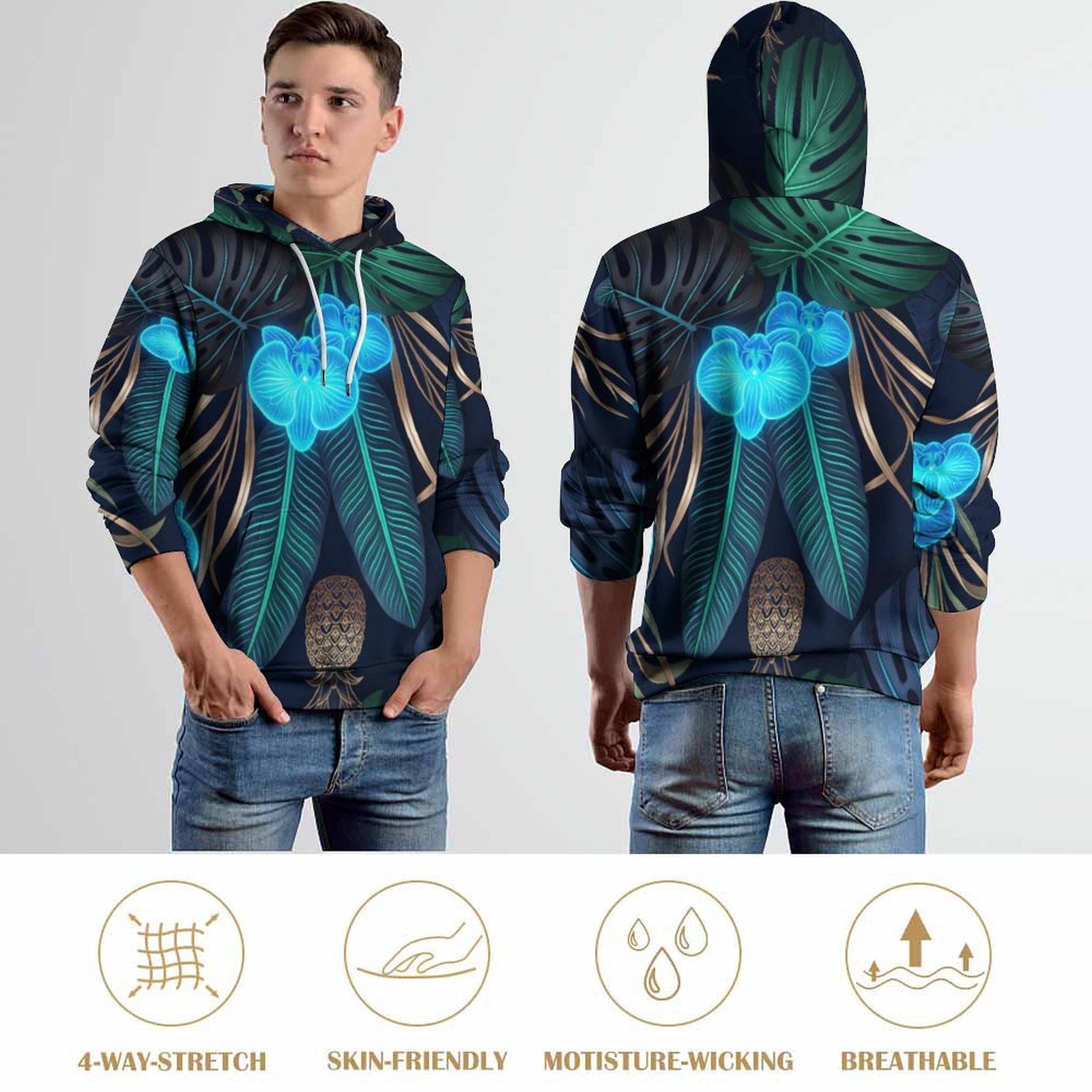 230gsm Men's Cool Hoodie with Double-layer Cap (All-Over Printing)