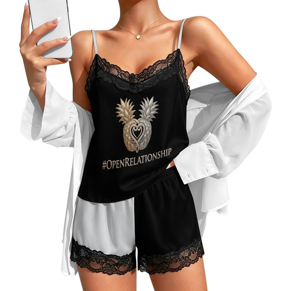 #OPENRELATIONSHIP Lace Trim Pajama Set