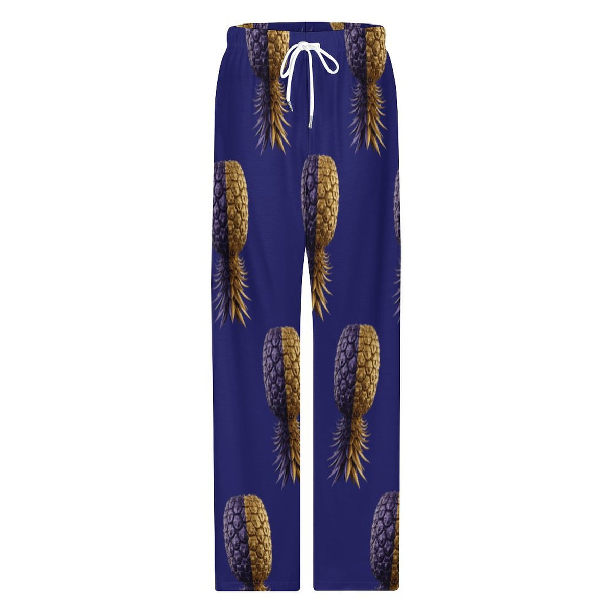 Football Purple & Gold Pineapple Cotton Loose Loungewear Pants for Men