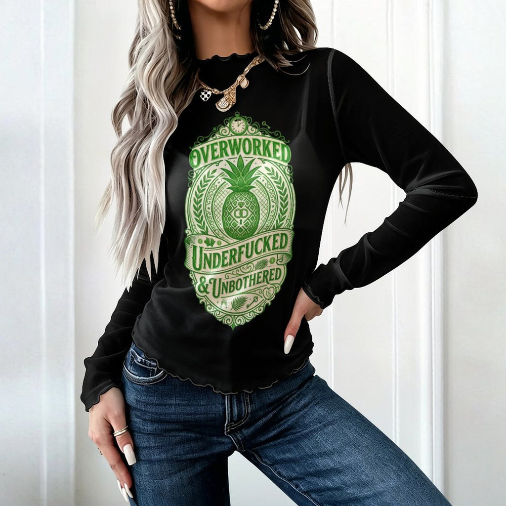 Overworked High Neck Mesh Top For Women