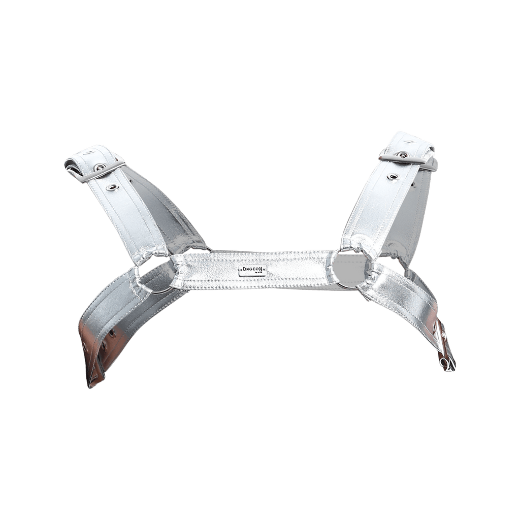 Mens Faux Leather Harness Metallic